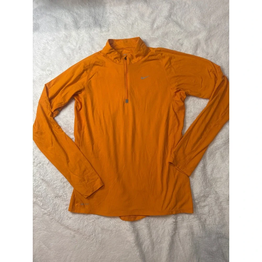 Nike Dri-FIT Quarter Zip Pullover Women Small Orange Excellent Long Sleeve Top